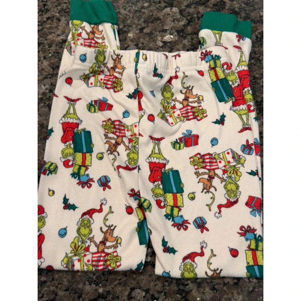 The Grinch Pajama Set Kids 5T White Green Christmas Dr Seuss Sleepwear